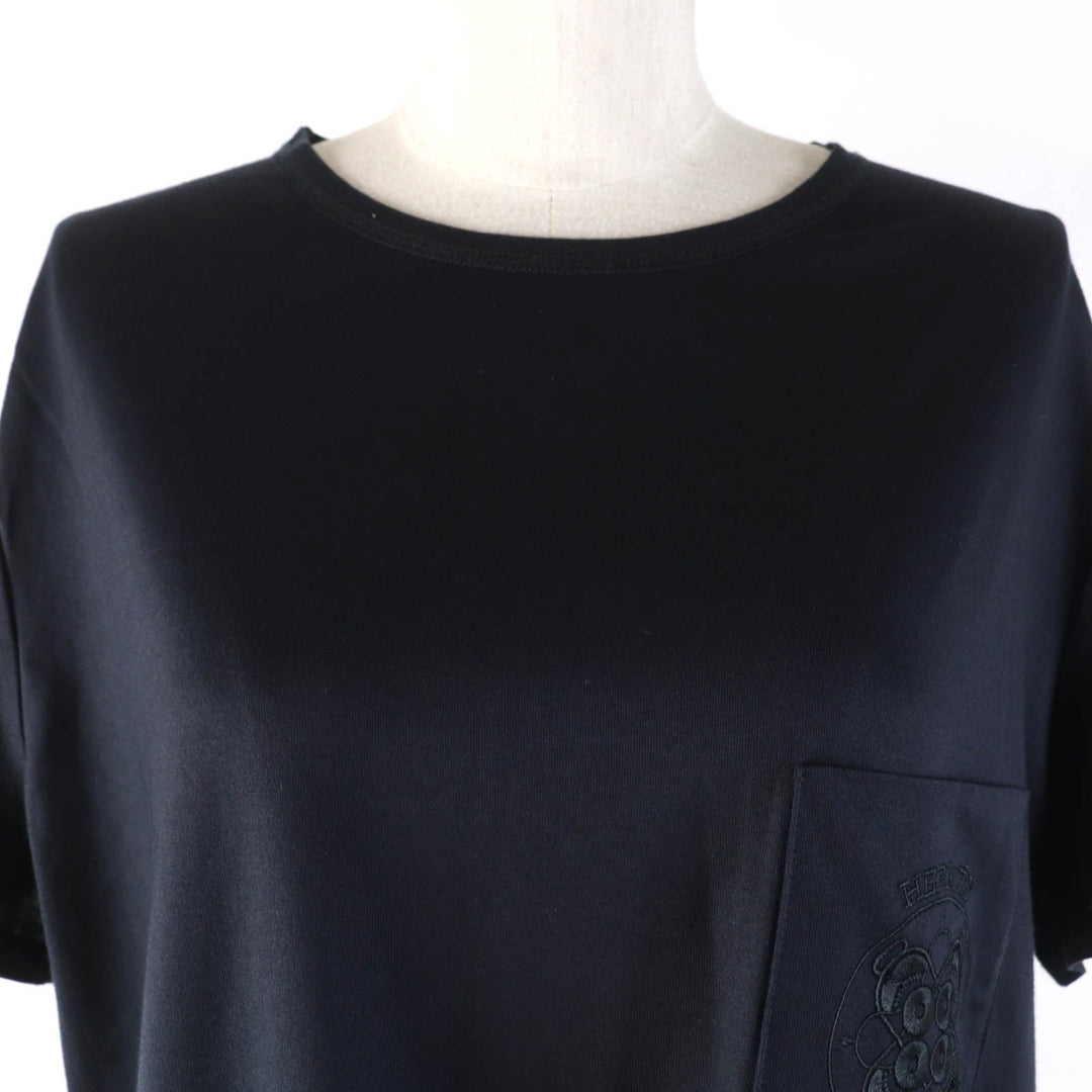 HERMES one piece Main: 100% cotton, some parts: 70% rayon, some parts: 30% polyester Dark navy Women 46 Used Authentic