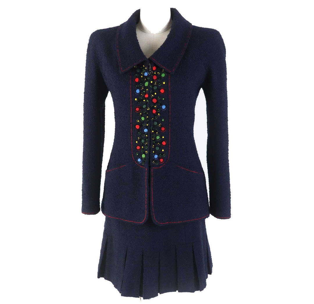 CHANEL setup 97A P09685 Outer: 88% wool, Outer: 12% nylon, Lining: 95% silk, Lining: 5% polyurethane Navy Women 36 Used Authentic