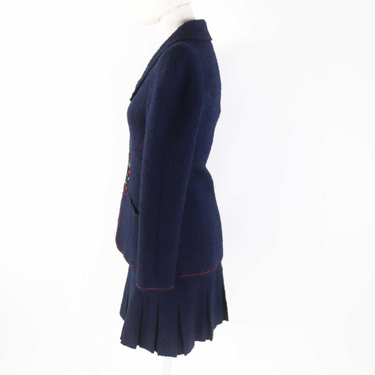 CHANEL setup 97A P09685 Outer: 88% wool, Outer: 12% nylon, Lining: 95% silk, Lining: 5% polyurethane Navy Women 36 Used Authentic