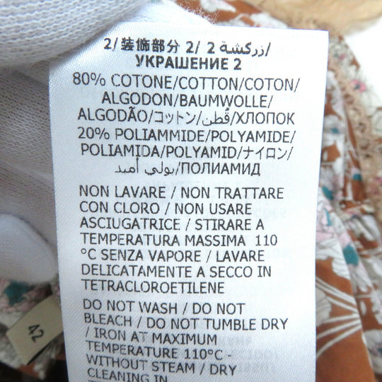 GUCCI one piece 704249 ZAJKH Main: 100% cotton, Decoration: 100% nylon, Decoration 2: 80% cotton, 20% nylon, Inner dress: 76% acetate, 24% silk Brown multicolor Women 42 Used Authentic