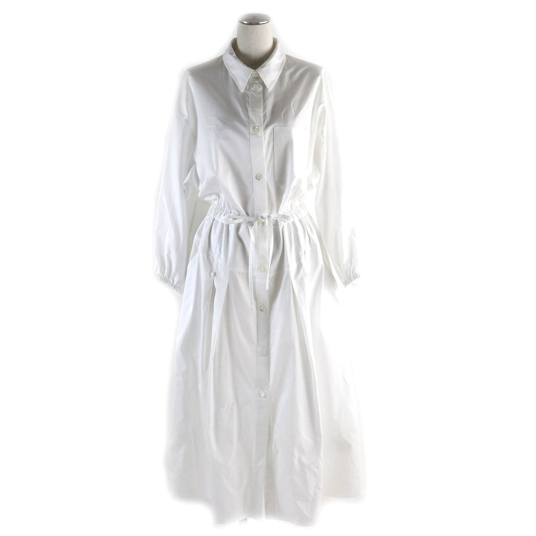 HERMES one piece 4E0546DV Main: 100% cotton white shirt dress Women 42 Used Authentic