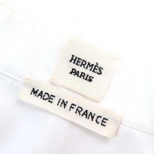 HERMES one piece 4E0546DV Main: 100% cotton white shirt dress Women 42 Used Authentic