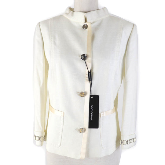 DOLCE&GABBANA Jacket Main: 100% rayon, Lining: 37% cupra, Lining: 63% rayon Ivory Women 40 Used Authentic