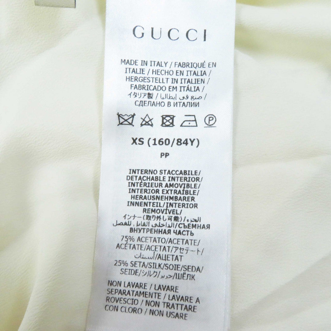 GUCCI knit 713023 Outer: 67% mohair, Outer: 28% nylon, Outer: 5% wool, Part: 63% mohair, Part: 29% nylon, : 7% wool, 3% polyurethane Embroidery: 67% mohair, 28% nylon, 5% wool Inner: 75% acetate, 25% silk white Women XS Used Authentic