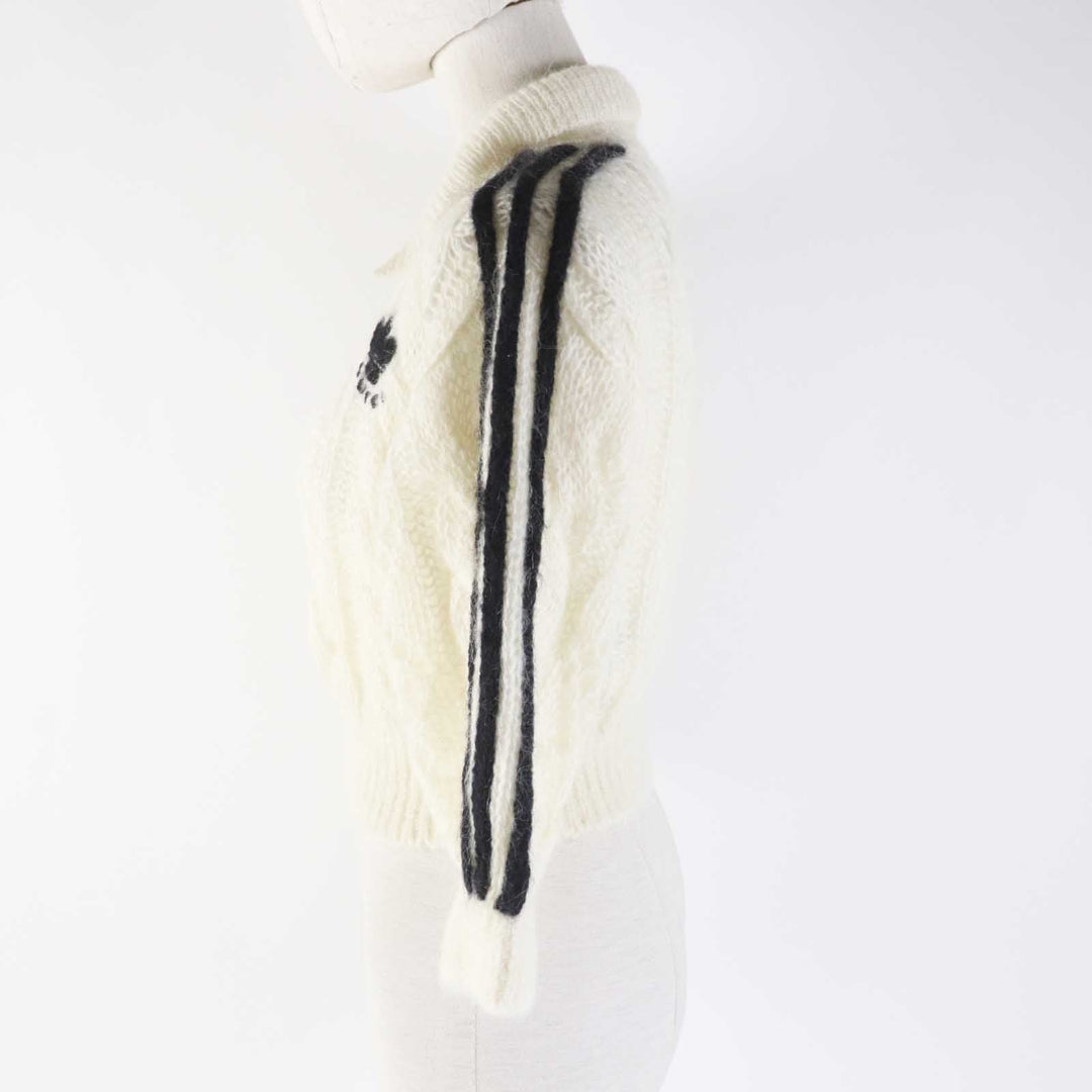 GUCCI knit 713023 Outer: 67% mohair, Outer: 28% nylon, Outer: 5% wool, Part: 63% mohair, Part: 29% nylon, : 7% wool, 3% polyurethane Embroidery: 67% mohair, 28% nylon, 5% wool Inner: 75% acetate, 25% silk white Women XS Used Authentic