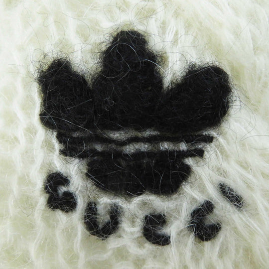 GUCCI knit 713023 Outer: 67% mohair, Outer: 28% nylon, Outer: 5% wool, Part: 63% mohair, Part: 29% nylon, : 7% wool, 3% polyurethane Embroidery: 67% mohair, 28% nylon, 5% wool Inner: 75% acetate, 25% silk white Women XS Used Authentic