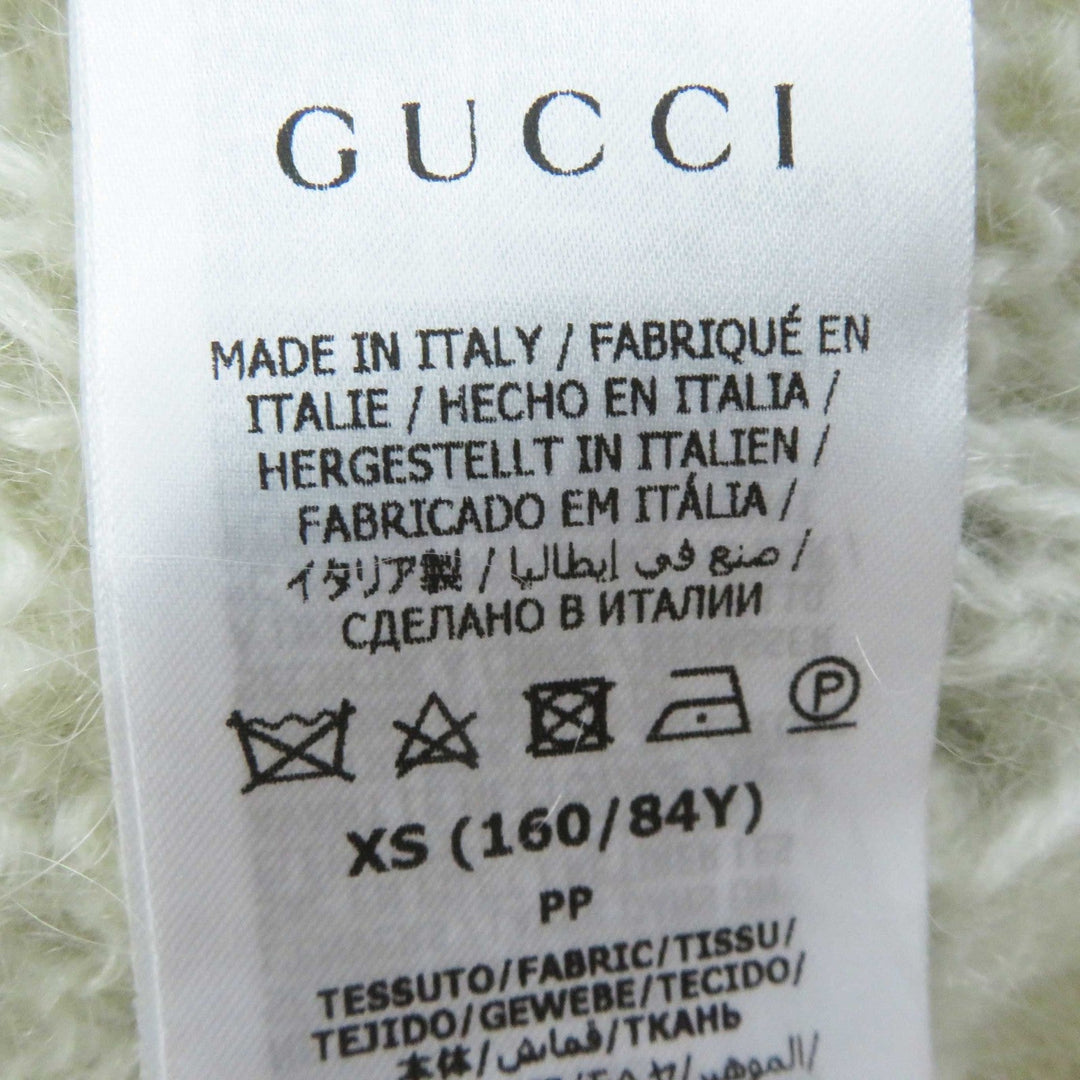 GUCCI knit 713023 Outer: 67% mohair, Outer: 28% nylon, Outer: 5% wool, Part: 63% mohair, Part: 29% nylon, : 7% wool, 1% polyurethane Embroidery: 67% mohair, 28% nylon, 5% wool Inner: 75% acetate, 25% silk white Women XS Used Authentic
