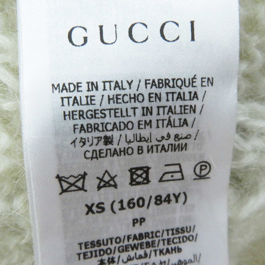 GUCCI knit 713023 Outer: 67% mohair, Outer: 28% nylon, Outer: 5% wool, Part: 63% mohair, Part: 29% nylon, : 7% wool, 1% polyurethane Embroidery: 67% mohair, 28% nylon, 5% wool Inner: 75% acetate, 25% silk white Women XS Used Authentic
