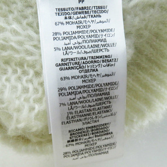 GUCCI knit 713023 Outer: 67% mohair, Outer: 28% nylon, Outer: 5% wool, Part: 63% mohair, Part: 29% nylon, : 7% wool, 1% polyurethane Embroidery: 67% mohair, 28% nylon, 5% wool Inner: 75% acetate, 25% silk white Women XS Used Authentic