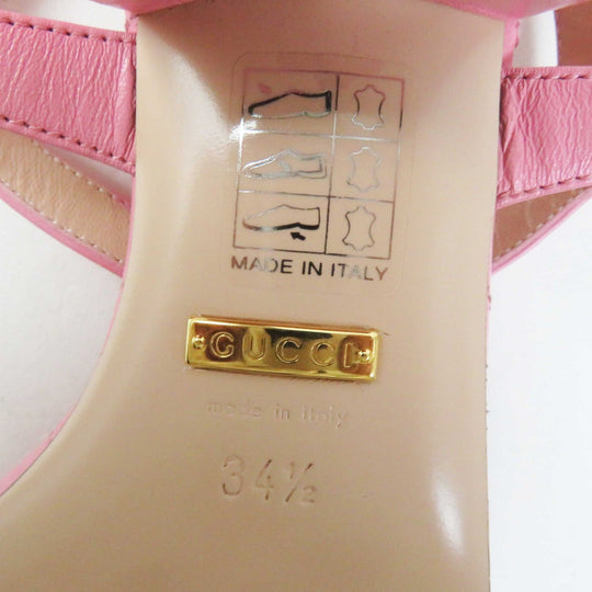 GUCCI Sandals 674840 Main: Leather pink Women 34 1/2 Used Authentic