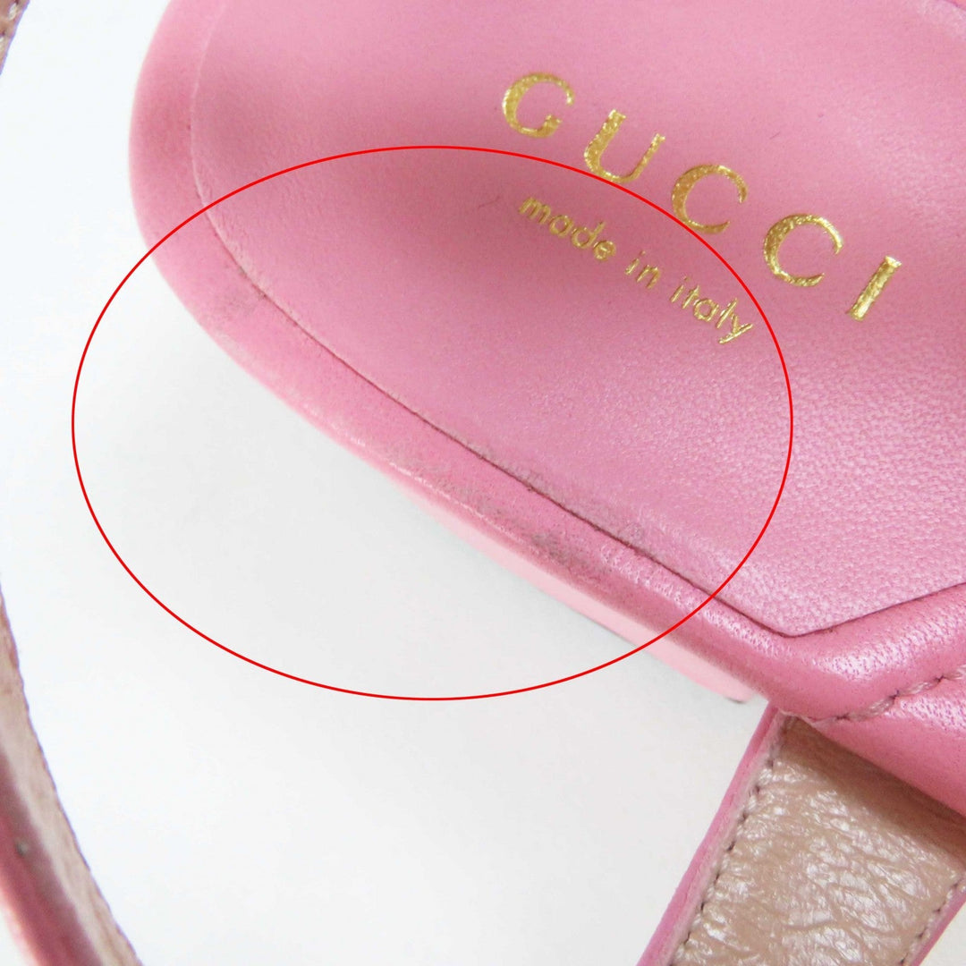 GUCCI Sandals 674840 Main: Leather pink Women 34 1/2 Used Authentic