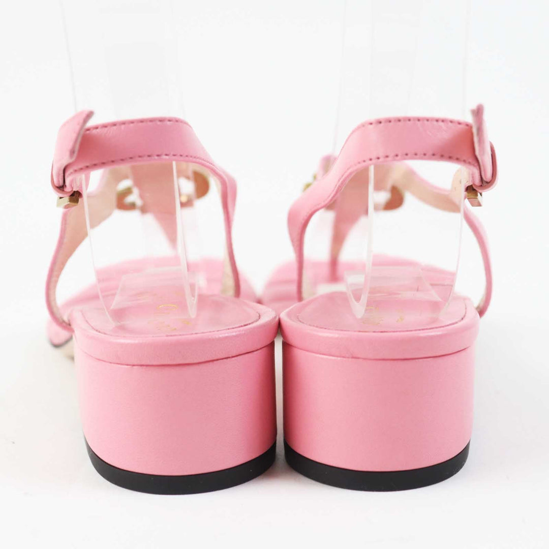 GUCCI Sandals 674840 Main: Leather pink Women 34 1/2 Used Authentic