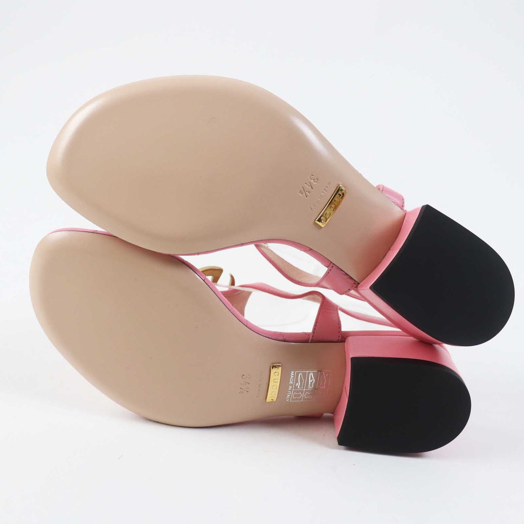 GUCCI Sandals 674840 Main: Leather pink Women 34 1/2 Used Authentic