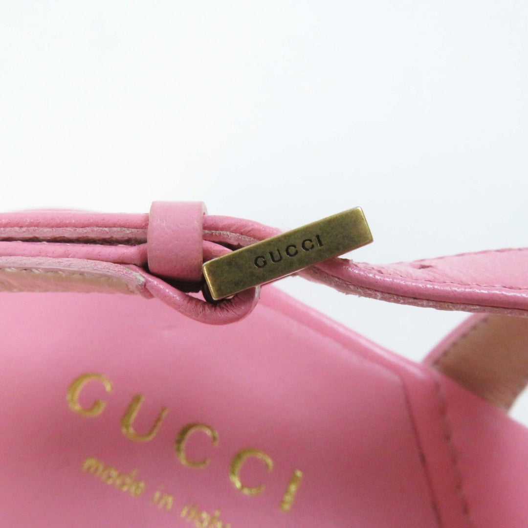 GUCCI Sandals 674840 Main: Leather pink Women 34 1/2 Used Authentic