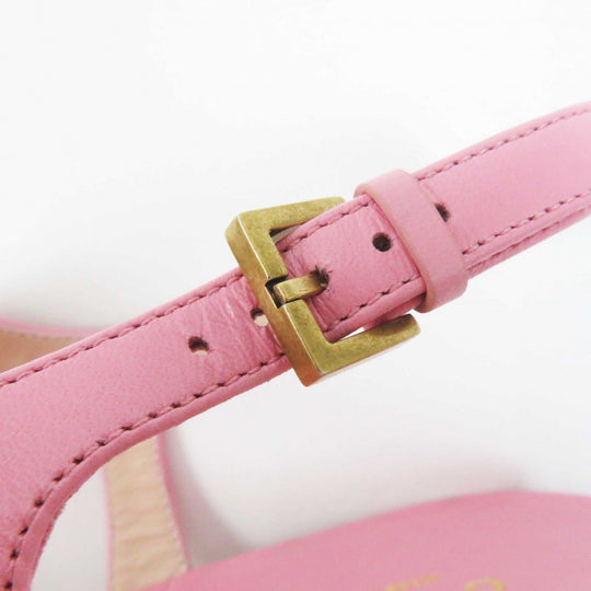 GUCCI Sandals 674840 Main: Leather pink Women 34 1/2 Used Authentic