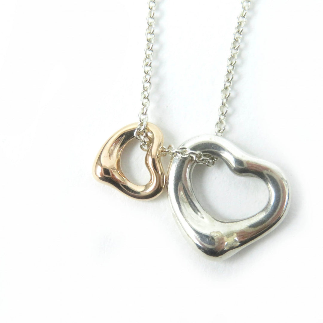 TIFFANY&Co. Necklace Main: AG925, Part: 750 Silver gold El Saperetti Double Open Heart Necklace Women Used Authentic