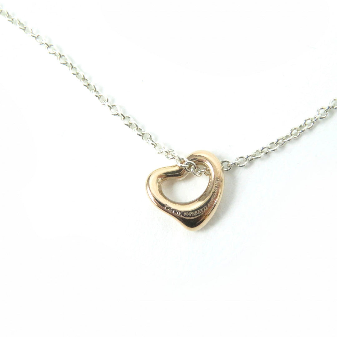 TIFFANY&Co. Necklace Main: AG925, Part: 750 Silver gold El Saperetti Double Open Heart Necklace Women Used Authentic