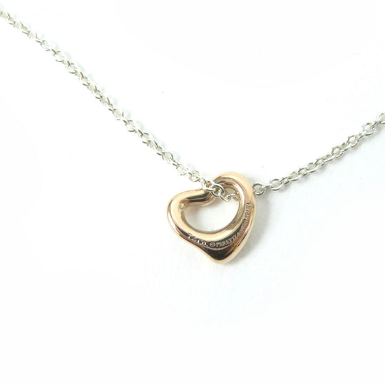 TIFFANY&Co. Necklace Main: AG925, Part: 750 Silver gold El Saperetti Double Open Heart Necklace Women Used Authentic