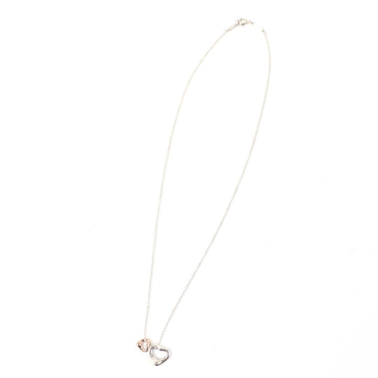TIFFANY&Co. Necklace Main: AG925, Part: 750 Silver gold El Saperetti Double Open Heart Necklace Women Used Authentic