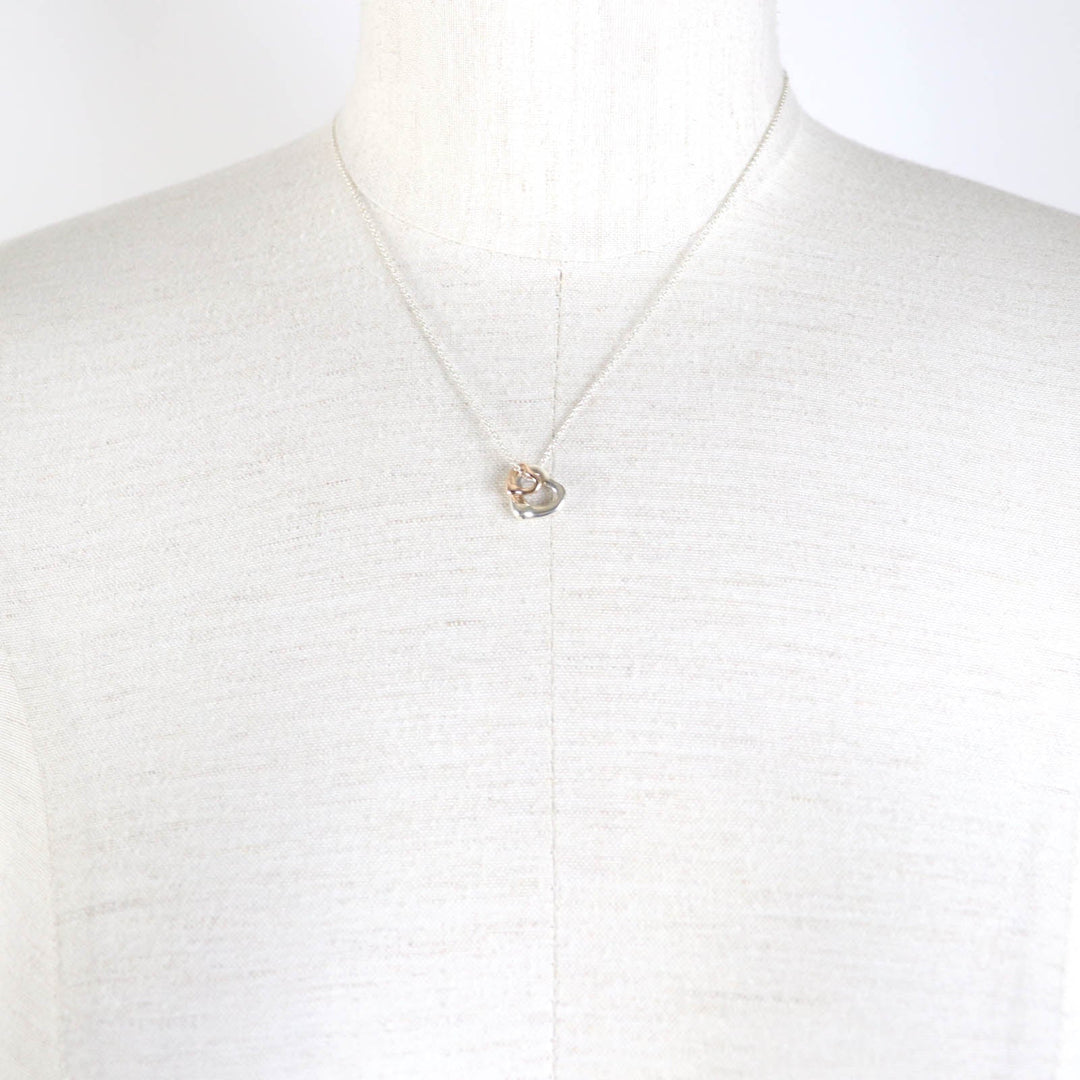 TIFFANY&Co. Necklace Main: AG925, Part: 750 Silver gold El Saperetti Double Open Heart Necklace Women Used Authentic