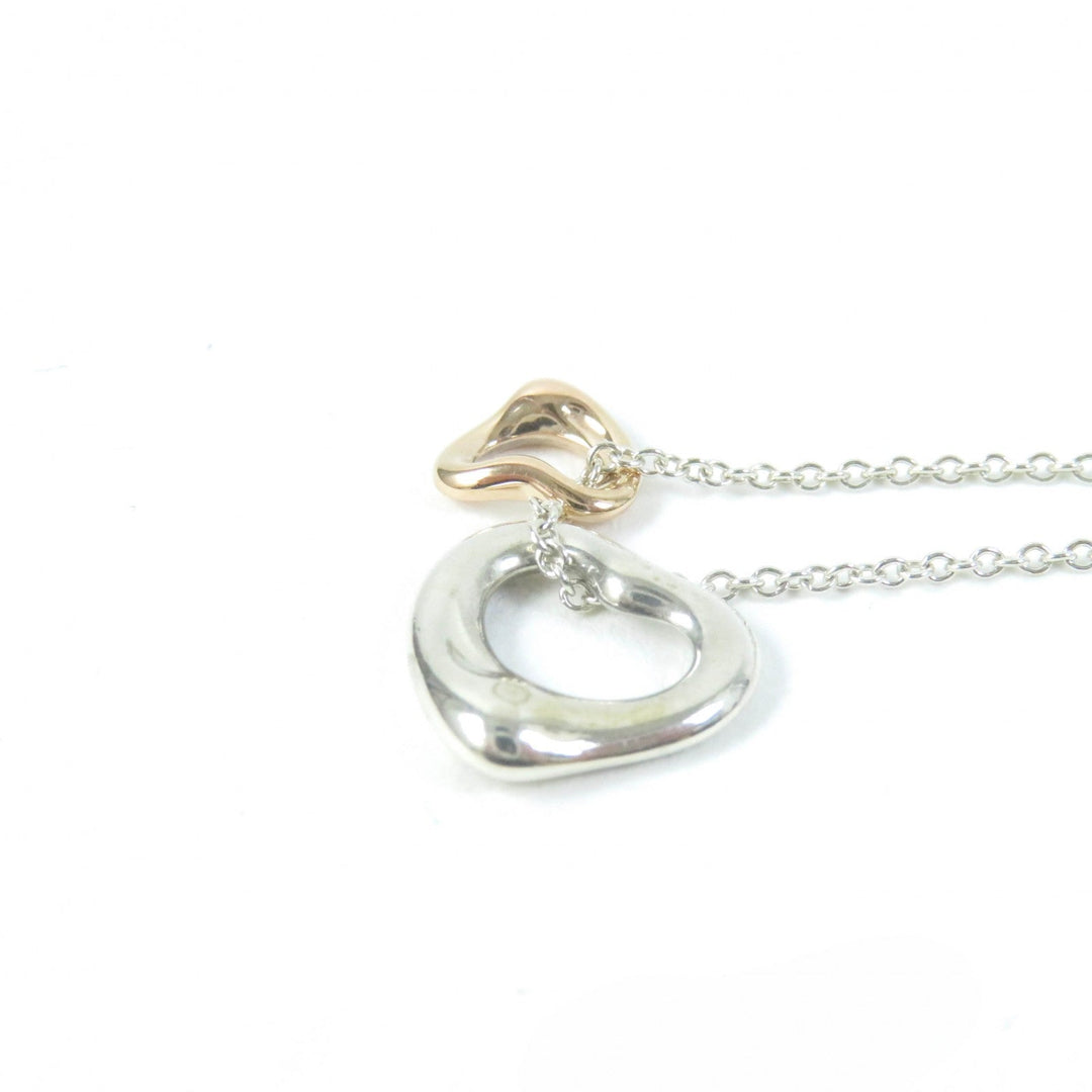 TIFFANY&Co. Necklace Main: AG925, Part: 750 Silver gold El Saperetti Double Open Heart Necklace Women Used Authentic