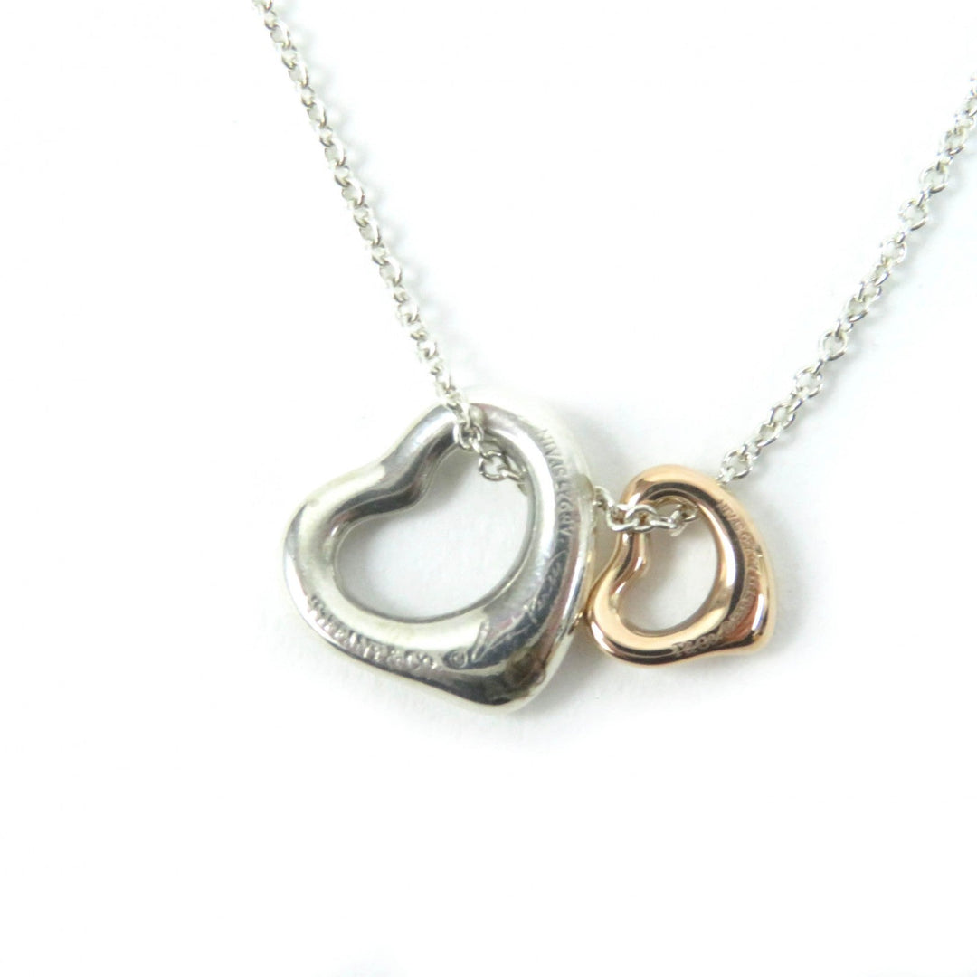 TIFFANY&Co. Necklace Main: AG925, Part: 750 Silver gold El Saperetti Double Open Heart Necklace Women Used Authentic