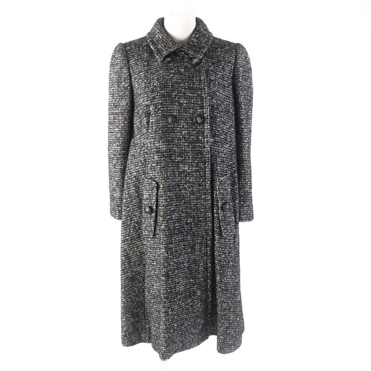 DOLCE&GABBANA coat Outer: 50% wool, Outer: 20% nylon, Outer: 15% mohair, Outer: 15% alpaca, Lining: 96% silk, Lining: 4% elastane Black beige Women 36 Used Authentic