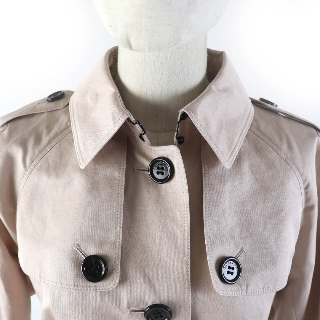 BURBERRY LONDON trench coat B1A09-130-14 Outer: 52% silk, Outer: 48% linen, Part: leather, Lining: cupra, Lining: polyester pink Women 38 Used Authentic