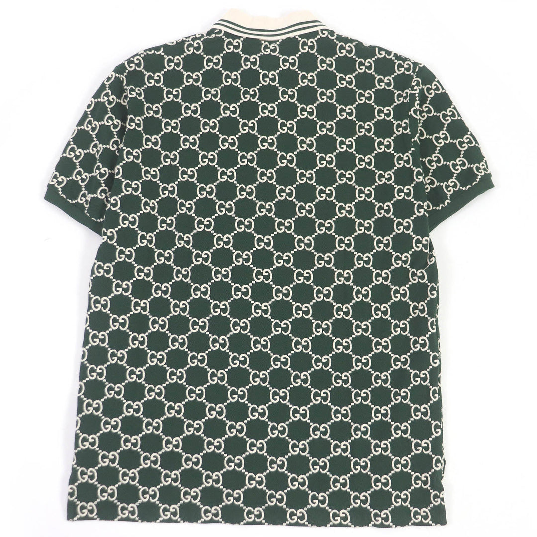 GUCCI Short sleeve polo shirt 598956 Main: 93% cotton, Main: 7% polyurethane, Part: 100% cotton, Part: 89% cotton, Part: 11% polyester green mens S Used Authentic
