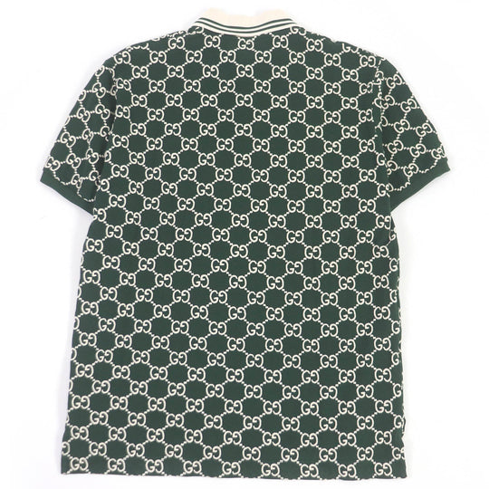 GUCCI Short sleeve polo shirt 598956 Main: 93% cotton, Main: 7% polyurethane, Part: 100% cotton, Part: 89% cotton, Part: 11% polyester green mens S Used Authentic