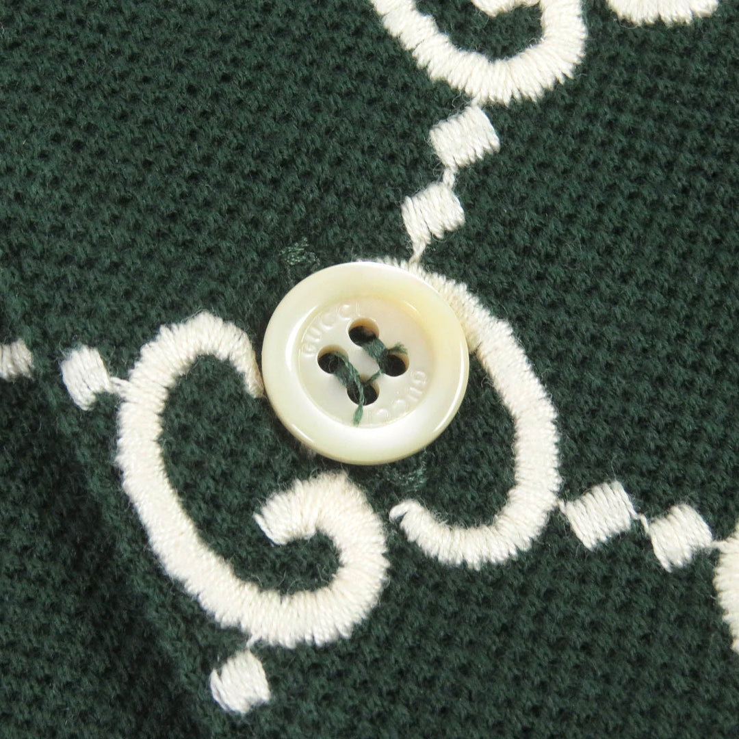 GUCCI Short sleeve polo shirt 598956 Main: 93% cotton, Main: 7% polyurethane, Part: 100% cotton, Part: 89% cotton, Part: 11% polyester green mens S Used Authentic