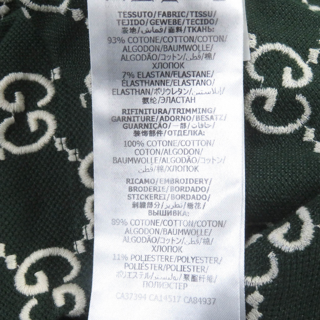 GUCCI Short sleeve polo shirt 598956 Main: 93% cotton, Main: 7% polyurethane, Part: 100% cotton, Part: 89% cotton, Part: 11% polyester green mens S Used Authentic