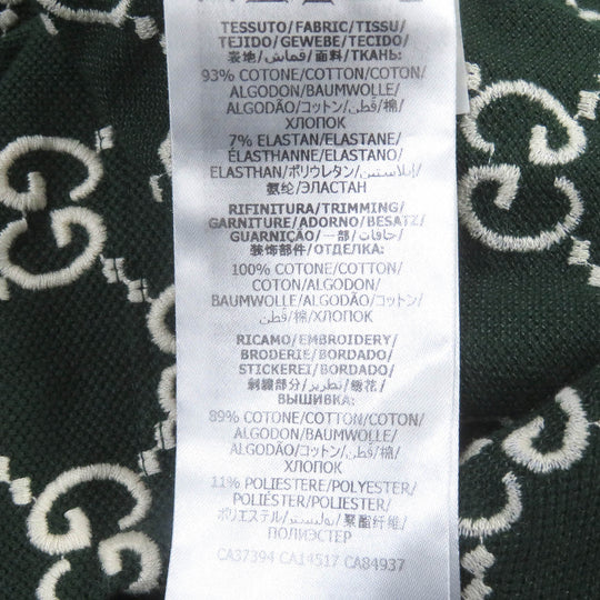 GUCCI Short sleeve polo shirt 598956 Main: 93% cotton, Main: 7% polyurethane, Part: 100% cotton, Part: 89% cotton, Part: 11% polyester green mens S Used Authentic