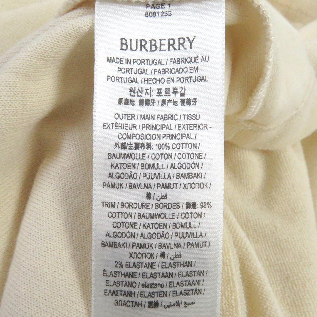 BURBERRY Short sleeve T-shirt 8081233 Main: 100% cotton, some parts: 98% cotton, some parts: 2% elastane Ivory mens L Used Authentic