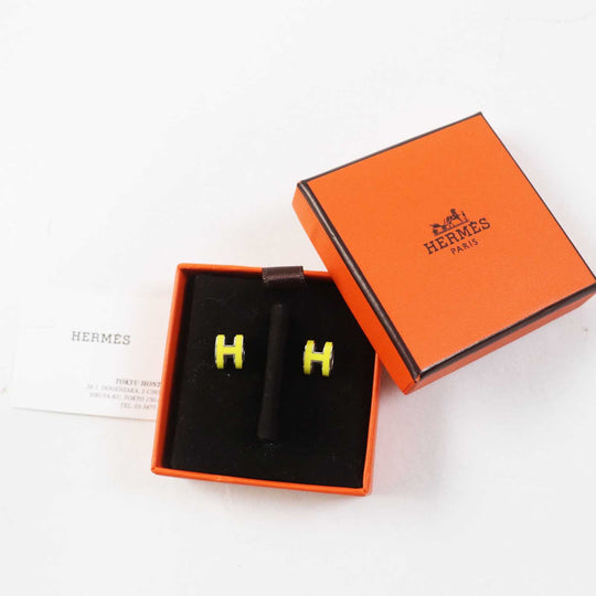 HERMES Pierce Gold Plated Yellow silver Mini Pop Ash H Women Used Authentic