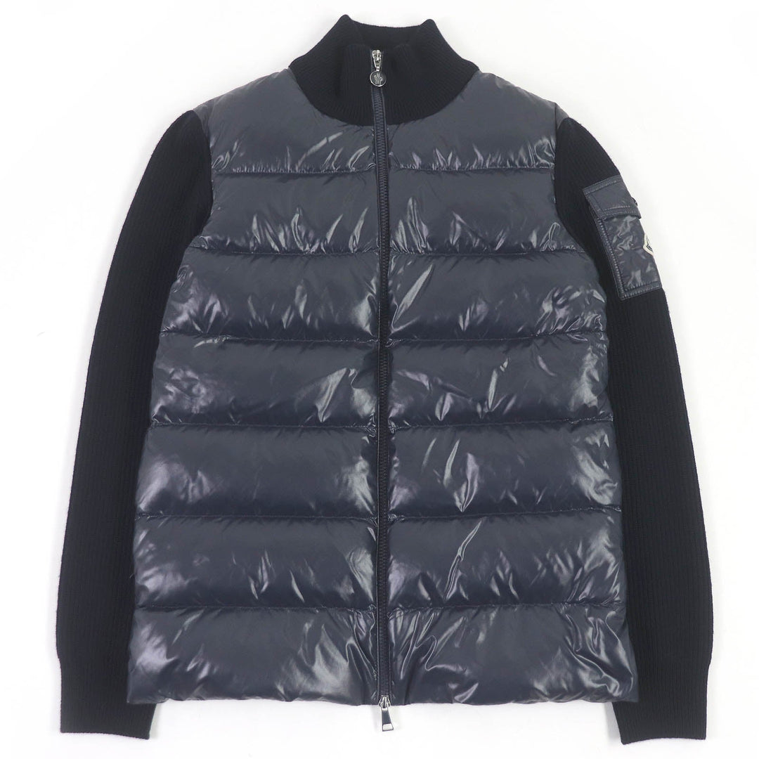 MONCLER Blouson Outer: 100% nylon, Main: 100% wool, Filling: 90% down, Filling: 10% feather Navy CARDIGAN TRICOT mens S Used Authentic