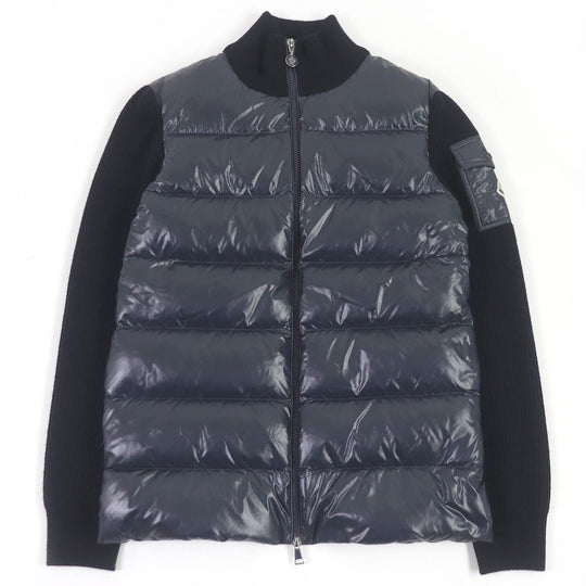 MONCLER Blouson Outer: 100% nylon, Main: 100% wool, Filling: 90% down, Filling: 10% feather Navy CARDIGAN TRICOT mens S Used Authentic
