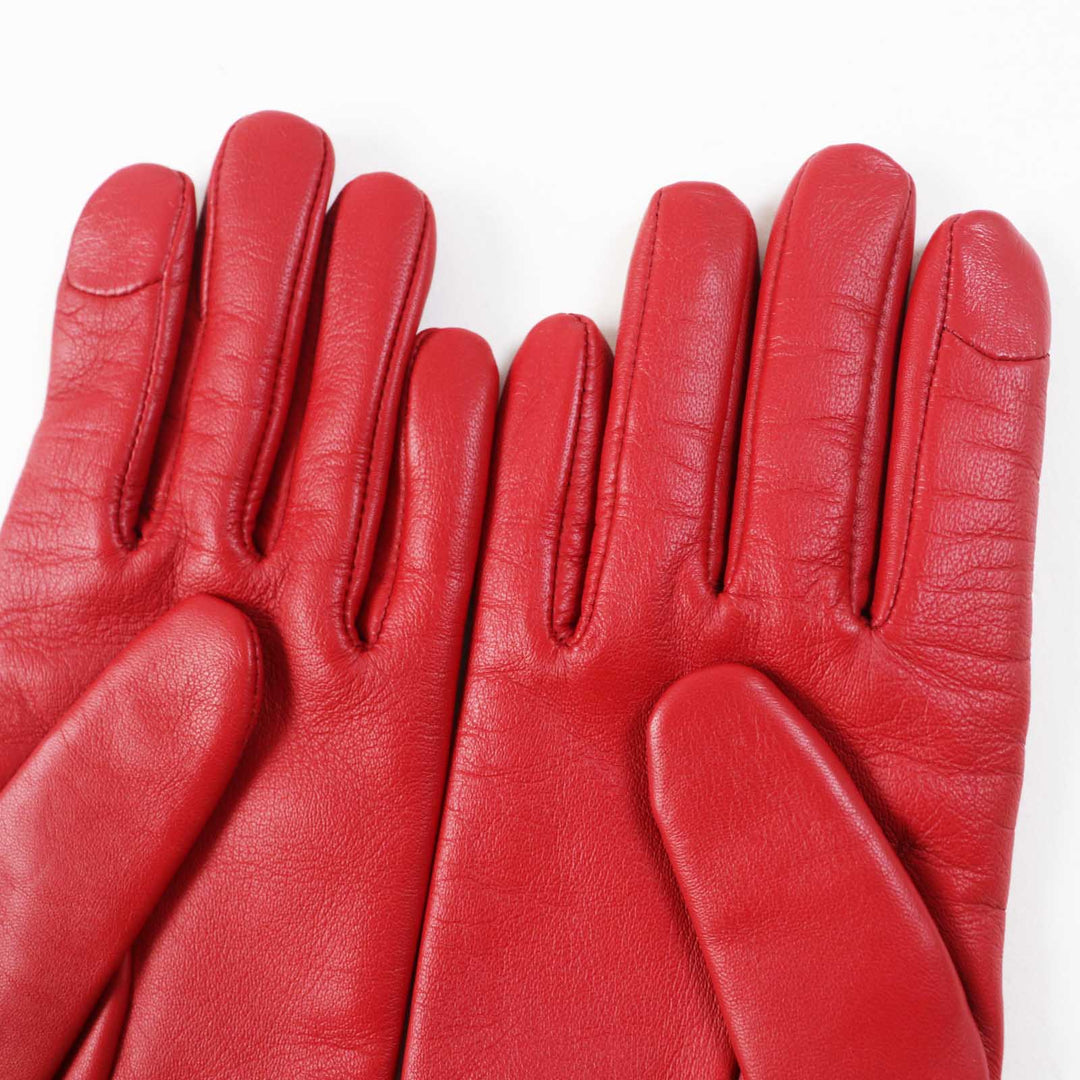 COACH gloves Main: Leather, Lining: 100% wool Red Women 7 Used Authentic