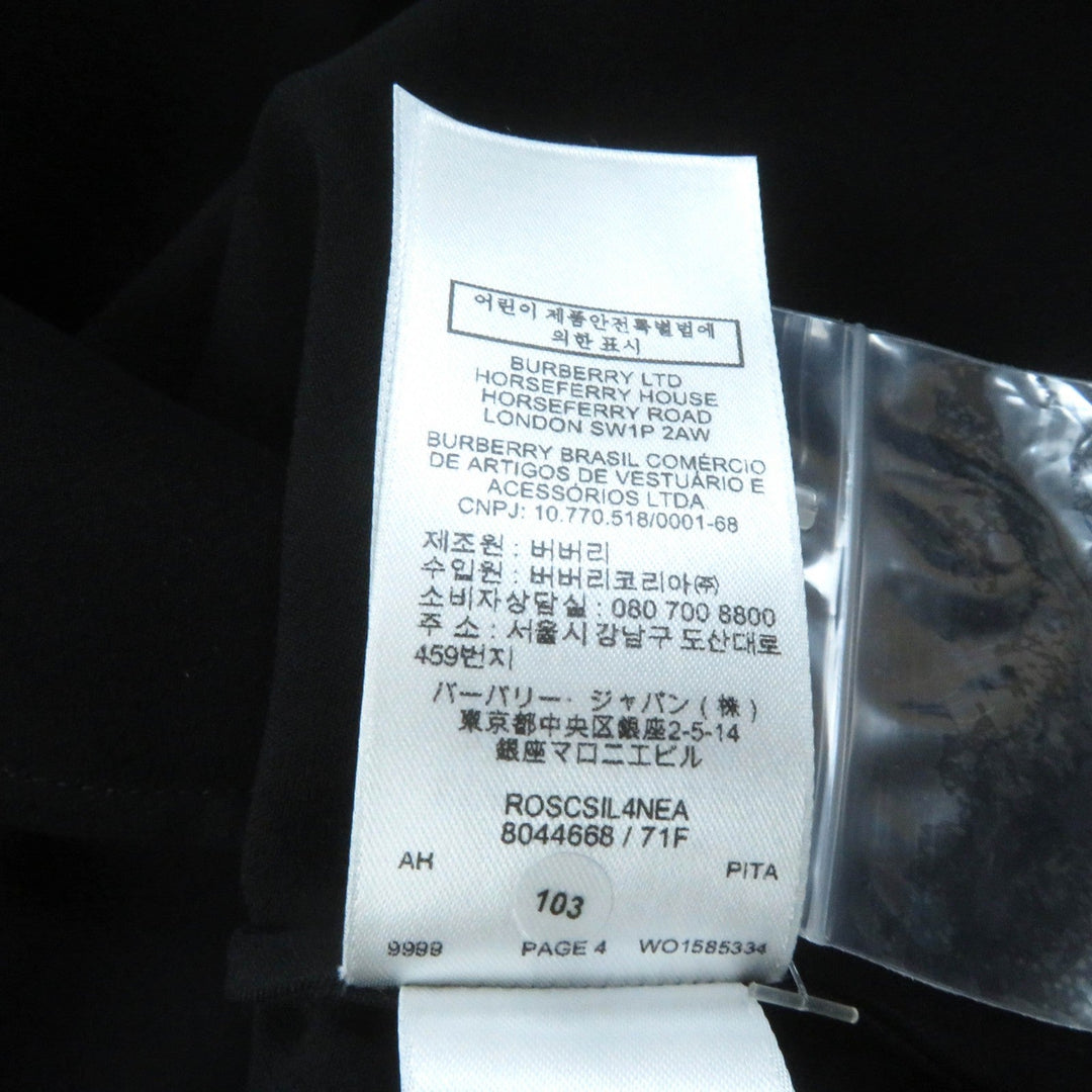 BURBERRY Long sleeve shirt 8044668 Main: 100% viscose black Women 38 Used Authentic