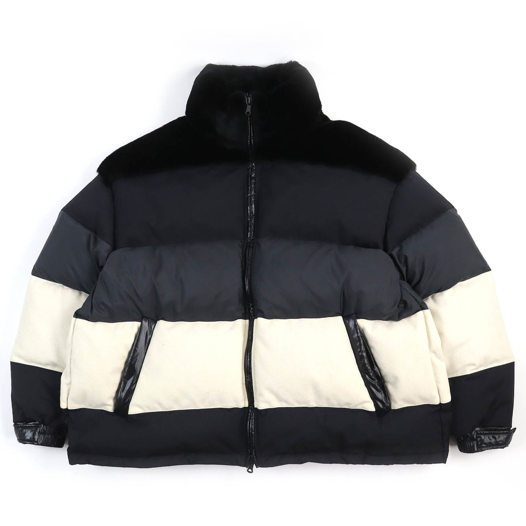 VALENTINO Down jacket UV0CNB206TC Outer: 100% polyester, Outer: 100% polyamide (nylon), Outer: 100% wool, Outer: 100% polyamide (nylon), Lining: 100% polyester Black Dark Navy White RE-SEW mens M Used Authentic