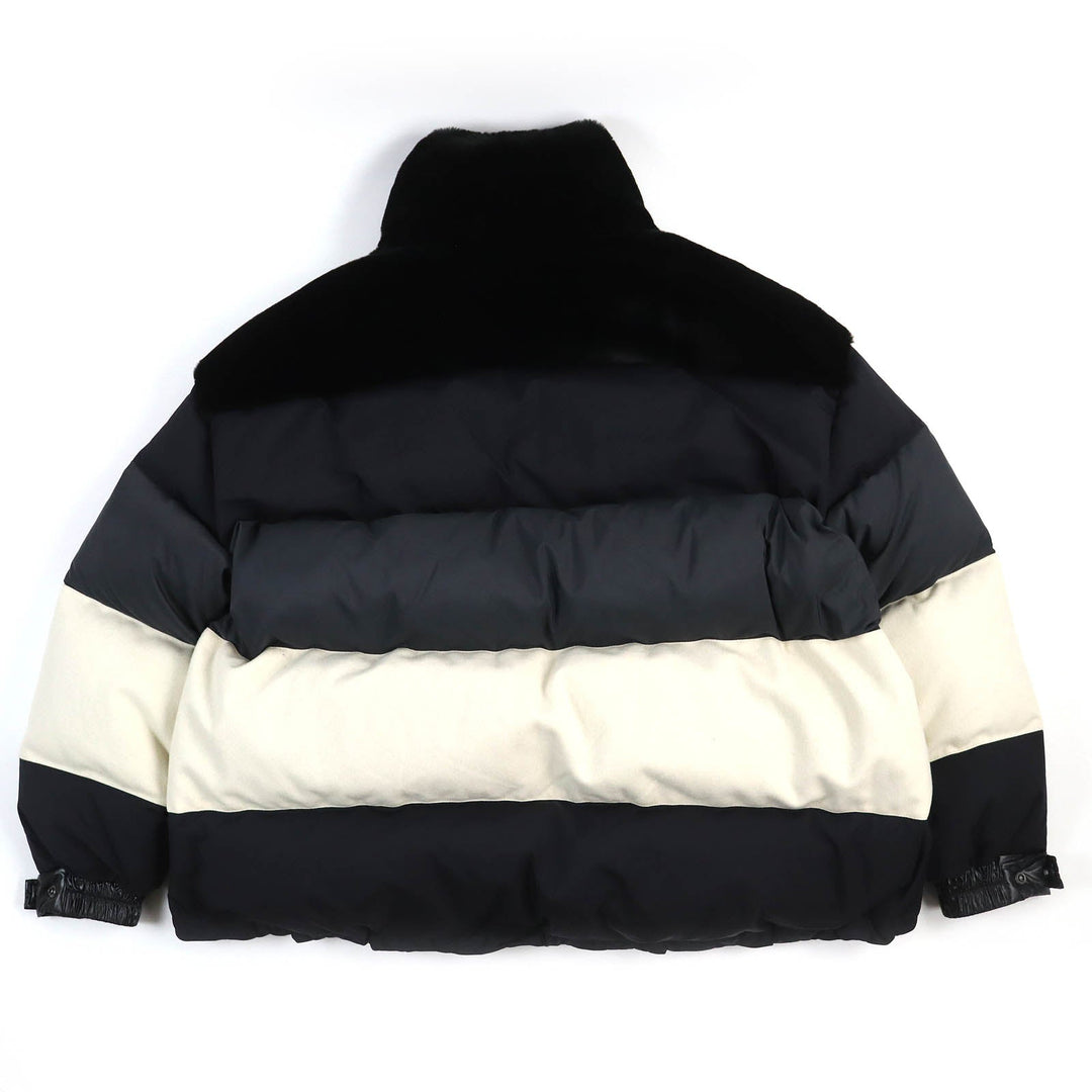VALENTINO Down jacket UV0CNB206TC Outer: 100% polyester, Outer: 100% polyamide (nylon), Outer: 100% wool, Outer: 100% polyamide (nylon), Lining: 100% polyester Black Dark Navy White RE-SEW mens M Used Authentic