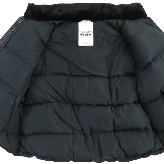 VALENTINO Down jacket UV0CNB206TC Outer: 100% polyester, Outer: 100% polyamide (nylon), Outer: 100% wool, Outer: 100% polyamide (nylon), Lining: 100% polyester Black Dark Navy White RE-SEW mens M Used Authentic