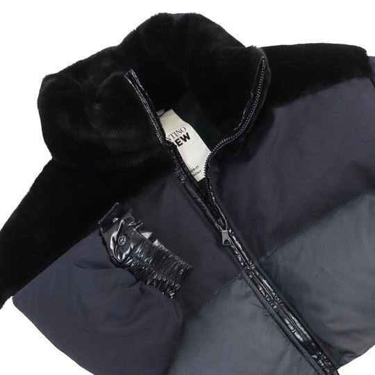 VALENTINO Down jacket UV0CNB206TC Outer: 100% polyester, Outer: 100% polyamide (nylon), Outer: 100% wool, Outer: 100% polyamide (nylon), Lining: 100% polyester Black Dark Navy White RE-SEW mens M Used Authentic