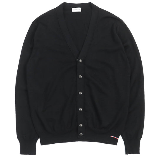 MONCLER cardigan Main: 100% wool black MAGLIONE TRICOT CARDIGAN mens M Used Authentic