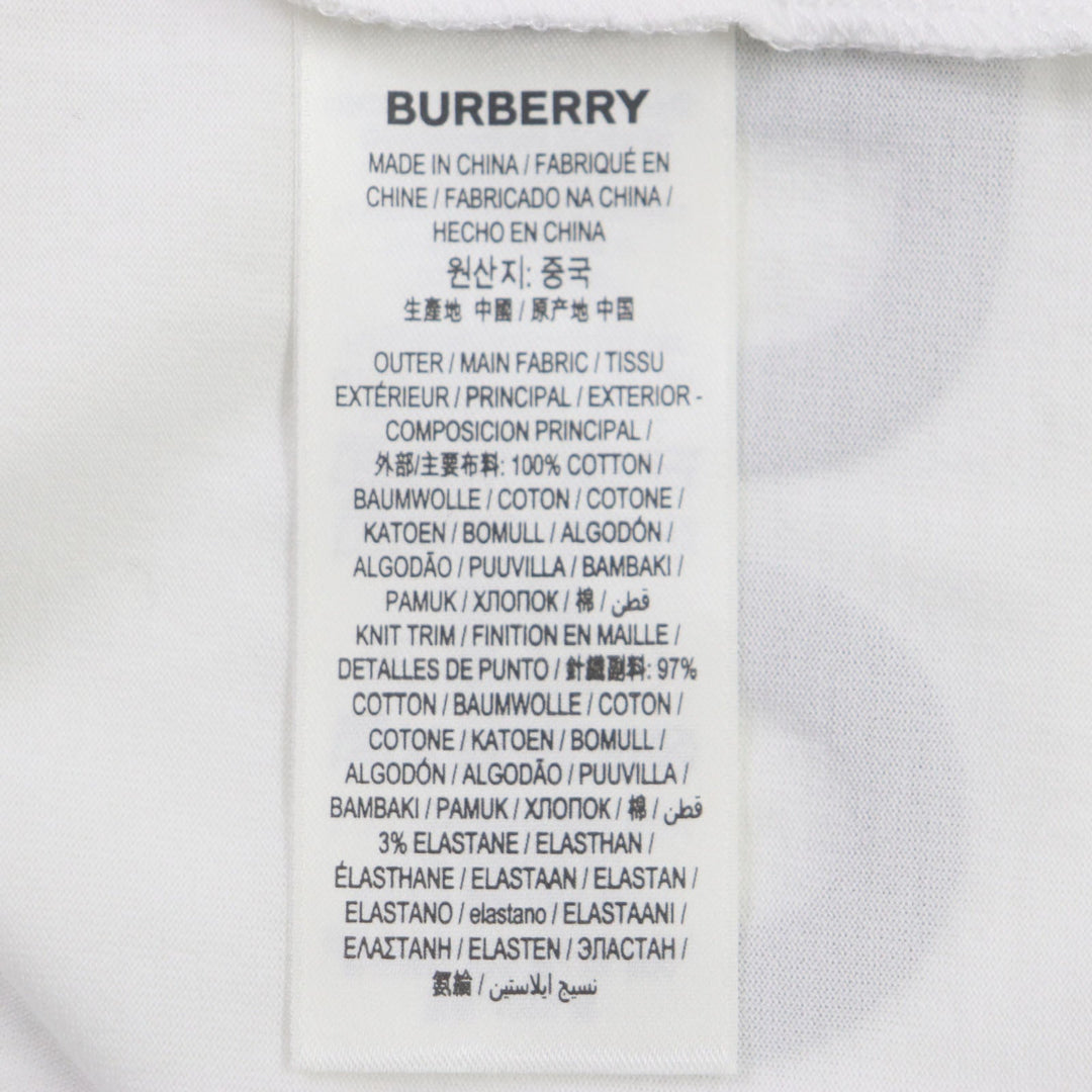 BURBERRY Short sleeve T-shirt 8040691 Main: 100% cotton, some parts: 97% cotton, some parts: 3% elastane white mens XS Used Authentic