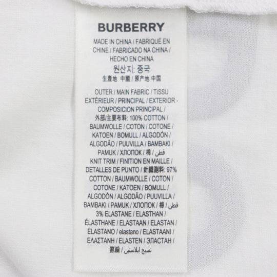 BURBERRY Short sleeve T-shirt 8040691 Main: 100% cotton, some parts: 97% cotton, some parts: 3% elastane white mens XS Used Authentic
