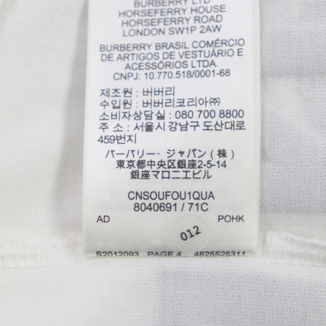 BURBERRY Short sleeve T-shirt 8040691 Main: 100% cotton, some parts: 97% cotton, some parts: 3% elastane white mens XS Used Authentic