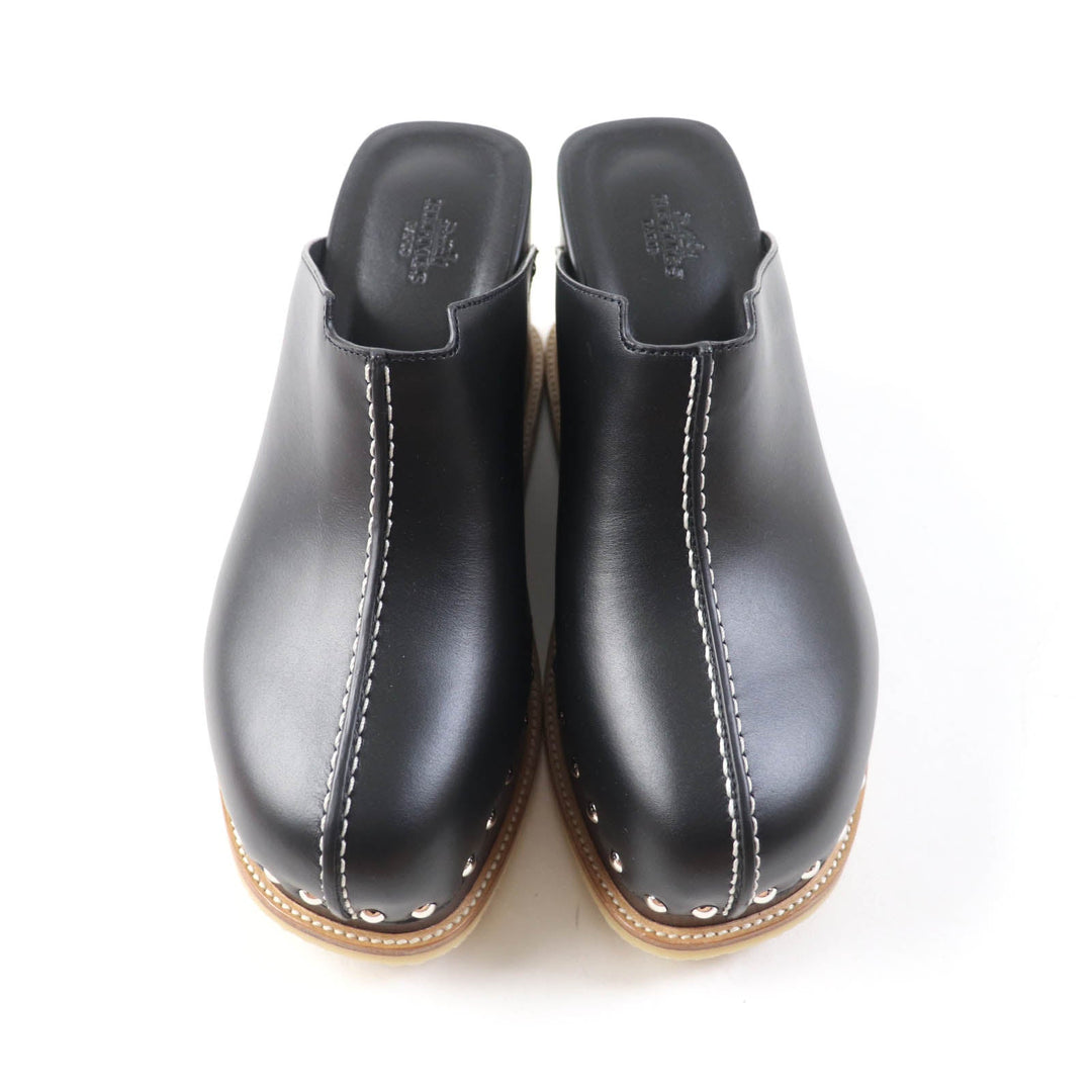 HERMES Sandals Main: Leather black Earth Women 37 Used Authentic