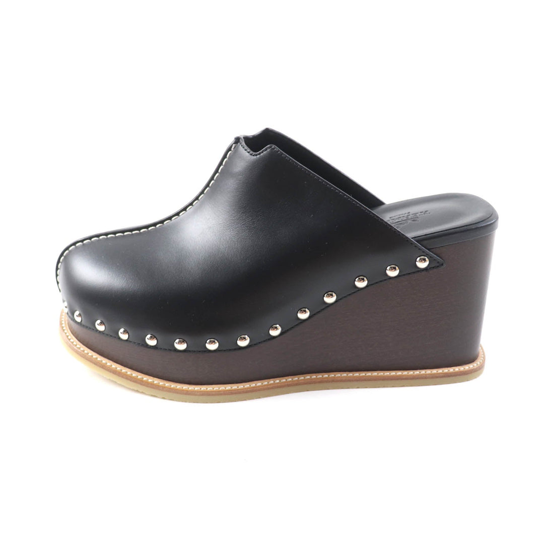 HERMES Sandals Main: Leather black Earth Women 37 Used Authentic