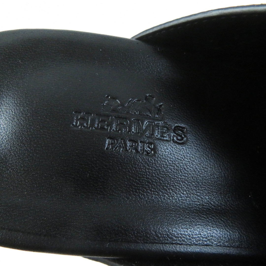HERMES Sandals Main: Leather black Earth Women 37 Used Authentic